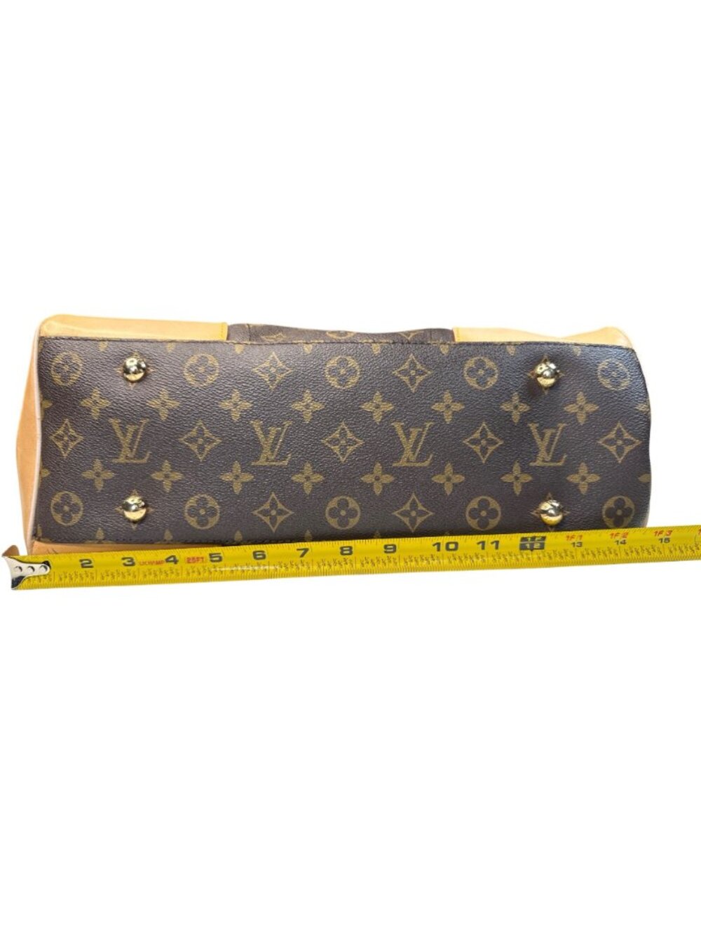 Monogram Canvas Handbag With Beige Leather Trim & Gold Hardware - Picture 8 of 14